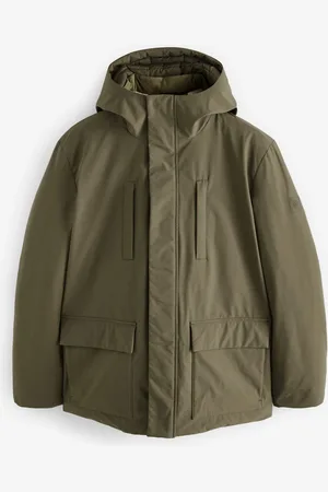 Next Olive Borg Lined Shower Resistant Hooded Parka Jacket