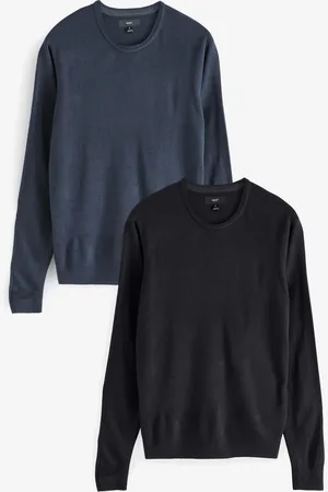 Next Navy Blue/ Crew Neck Regular Fit Soft Touch Jumpers 2 Pack