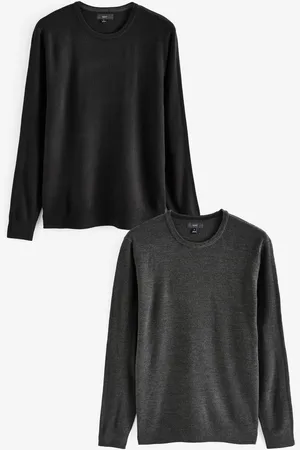 Next /Grey Crew Neck Regular Fit Soft Touch Jumpers 2 Pack