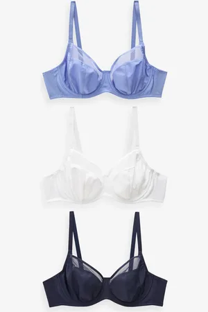 Next White/ Blue/Soft Blue DD+ Non Pad Full Cup Bras 3 Pack with Side Support