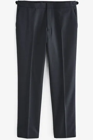 Next Blue Slim Fit Textured Wool Suit Trousers