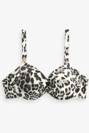 Next /Cream Leopard Padded Shaping Wired Halter Bikini Top