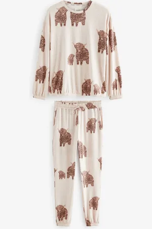 Next Ecru Hamish Cosy Long Sleeve Pyjamas