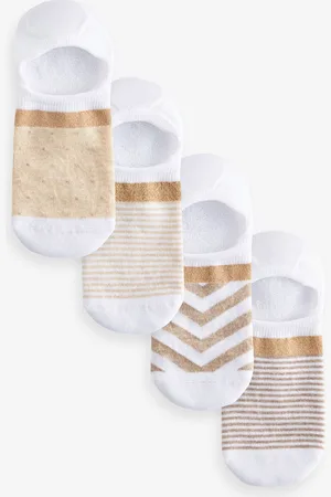 Next /Oatmeal Sparkle Stripe Invisible Socks 4 Pack