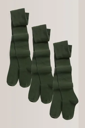 Next Regular Length 3 Pack Cotton Rich School Tights