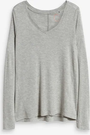 Next Marl Print Slouch V-Neck Long Sleeve T-Shirt