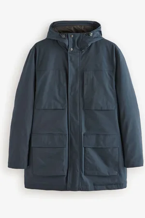 Next Blue Shower Resistant Padded 4 Pocket Parka Coat