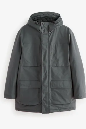 Next Charcoal Shower Resistant Padded 4 Pocket Parka Coat