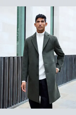 Next Khaki Epsom Overcoat with Wool