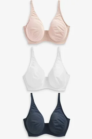 Next Blue/Pink/White Non Pad Full Cup DD+ Cotton Blend Ultimate Comfort Bras 3 Pack