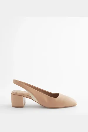 Next Camel Forever Comfort Square Toe Sling Back Block Heels