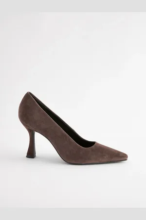 Next Chocolate Forever Comfort Leather Chisel Toe Heel Court Shoes