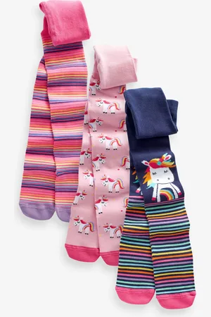 Next Pink and 3 Pack Cotton Rich Unicorn Tights