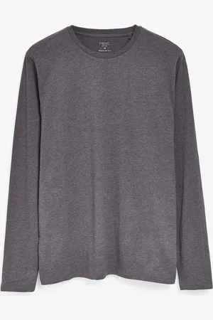 Next Charcoal Marl Regular Fit Long Sleeve Crew Neck T-Shirt
