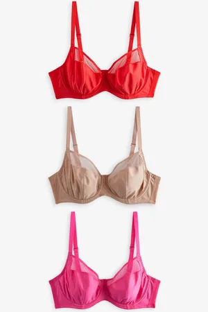 Next Red/Bright /Neutral DD+ Non Pad Full Cup Bras 3 Pack with Side Support