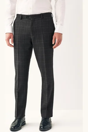 Next Charcoal Regular Fit Check Suit Trousers