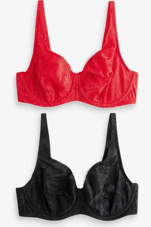Next Red/ DD+ Non Pad Full Cup Lace Detail Ultimate Comfort Bras 2 Pack