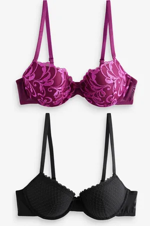 Next Plum Purple/ Pad Balcony Embroidered Bras 2 Pack A-E