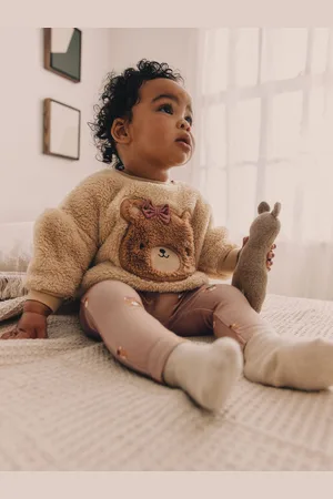 Next Caramel Bear Cosy Baby Fleece Jumper and Leggings 2 Piece Set