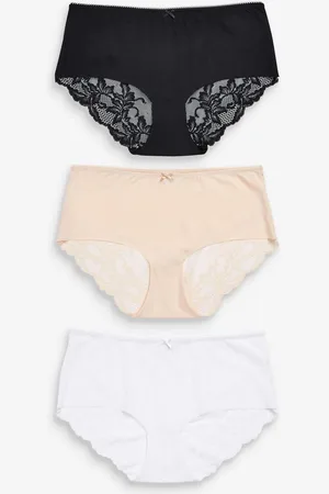 Next Praline Midi No VPL Lace Back Briefs 3 Pack