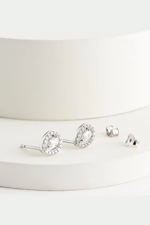 Next Sterling Halo Teardrop Stud Earrings