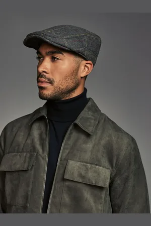 Next Check Wool Blend Flat Cap