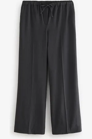 Next Charcoal Drawstring Waist Tie Front Wide Leg Trousers