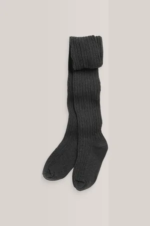 Next Charcoal Cotton Rich Cable Tights