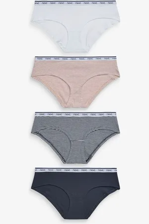Next Pink/ Stripe Short Logo Knickers 4 Pack
