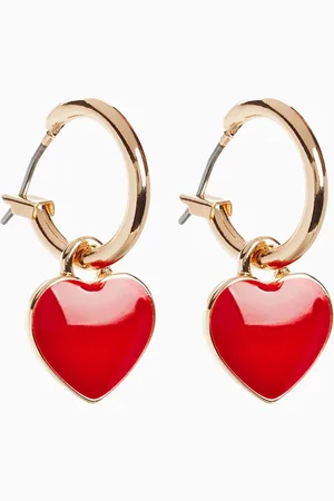 Next Red/ Tone Heart Hoop Earrings