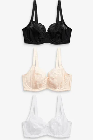 Next /White/Praline Nude Non Pad Balcony DD+ Lace Bras 3 Pack