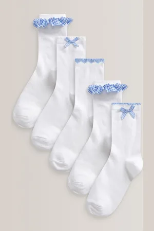 Next 5 Pack Cotton Rich Gingham Ankle School Socks