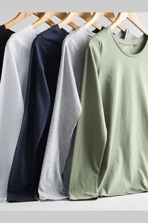 Next /White/Grey/Blue/Green 100% Cotton Long Sleeve Tops 5 Pack