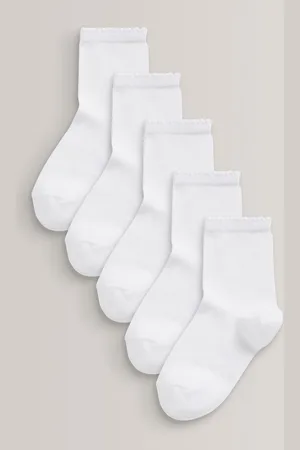 Next 5 Pack Cotton Rich School Ankle Socks