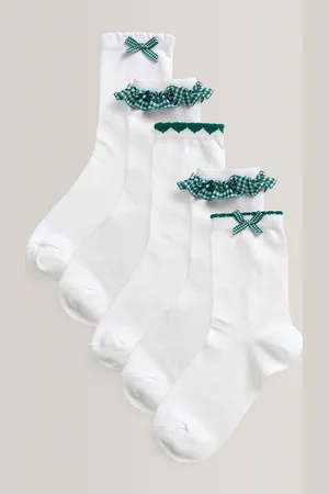 Next 5 Pack Cotton Rich Gingham Ankle School Socks