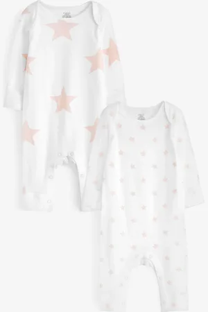 Next Star 2 Pack Kind To Skin Baby Sleepsuits (0-2yrs)