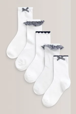 Next 5 Pack Cotton Rich Gingham Ankle School Socks