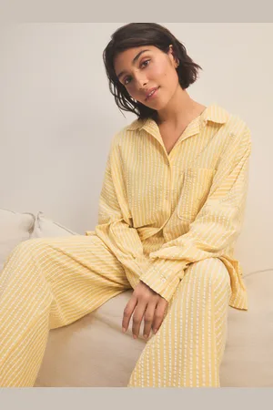 Next Yellow Textured Button Through Pyjamas