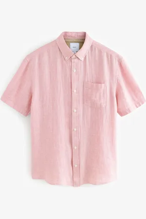 Next Standard Collar Cotton Linen Blend Short Sleeve Shirt