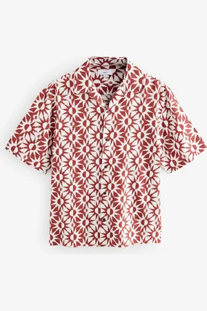 Next Red Short Sleeve Sun Printed 100% Cotton Shirt