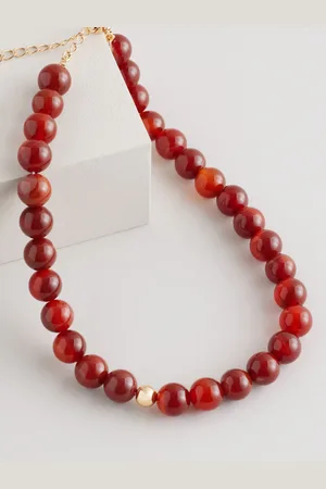 Next Red Beaded Semi Precious Necklace