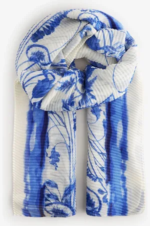 Next Blue/ Floral Plisse Lightweight Scarf