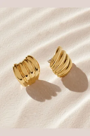Next Tone Stainless Steel Curved Ridge Stud Earrings