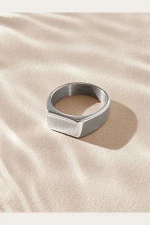 Next Tone Stainless Steel Rectangular Signet Ring