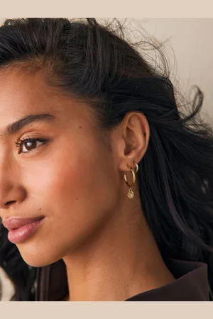 Next Tone Stainless Steel Semi Precious Hoop Earrings