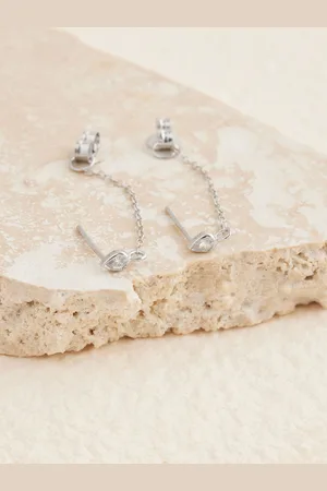Next Sterling Cubic Zirconia Chain Stud Earrings
