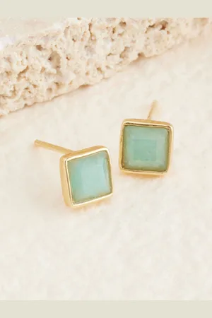 Next Gold Plated Sterling Square Stone Stud Earrings