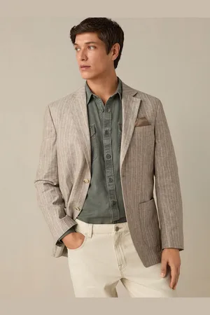 Next Cotton Linen Blend Stripe Blazer