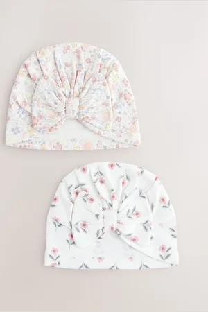 Next Ditsy Baby Bow Turban 100% Cotton Hats 2 Pack (0mths-2yrs)