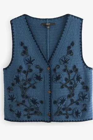 Next Floral Embroidered Knitted Vest Waistcoat